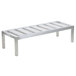 A Channel KDR148 keg dunnage rack with metal slats and legs.