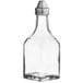 A clear glass bottle with a metal top for Choice Oil and Vinegar Cruet.
