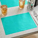 Choice 10" x 14" Teal Colored Paper Placemat with Scalloped Edge - 1000/Case Main Thumbnail 1