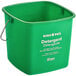 A green plastic bucket with a handle.