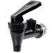 An Avantco black water faucet with a silver handle.