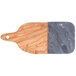 An American Metalcraft olive wood and black marble serving board. A wooden and marble cutting board.