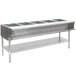 A large stainless steel Eagle Group natural gas steam table with five sealed wells.
