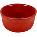 A red Fiesta China Gusto Bowl with a white background.