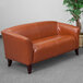 Flash Furniture 111-2-CG-GG Hercules Imperial Cognac Leather Loveseat with Wooden Feet Main Thumbnail 1