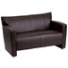 Flash Furniture 222-2-BN-GG Hercules Majesty Brown Leather Loveseat with Aluminum Feet Main Thumbnail 2