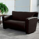 Flash Furniture 222-2-BN-GG Hercules Majesty Brown Leather Loveseat with Aluminum Feet Main Thumbnail 1