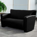Flash Furniture 222-2-BK-GG Hercules Majesty Black Leather Loveseat with Aluminum Feet Main Thumbnail 1