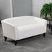 Flash Furniture 111-2-WH-GG Hercules Imperial White Leather Loveseat with Wooden Feet Main Thumbnail 1