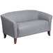 Flash Furniture 111-2-GY-GG Hercules Imperial Gray Leather Loveseat with Wooden Feet Main Thumbnail 2