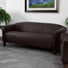 Flash Furniture 111-3-BN-GG Hercules Imperial Brown Leather Sofa with Wooden Feet Main Thumbnail 1