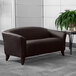 Flash Furniture 111-2-BN-GG Hercules Imperial Brown Leather Loveseat with Wooden Feet Main Thumbnail 1