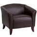 Flash Furniture 111-1-BN-GG Hercules Imperial Brown Leather Chair with Wooden Feet Main Thumbnail 1