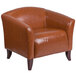 Flash Furniture 111-1-CG-GG Hercules Imperial Cognac Leather Chair with Wooden Feet Main Thumbnail 1
