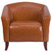 Flash Furniture 111-1-CG-GG Hercules Imperial Cognac Leather Chair with Wooden Feet Main Thumbnail 2
