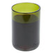 An Arcoroc green wine bottle tumbler filled with dark liquid.