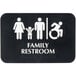 A black and white Tablecraft sign for a family restroom with the words "Handicap Accessible" and a wheelchair symbol.