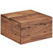 A Cal-Mil walnut wooden square crate riser with three sections.