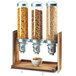 Cal-Mil 3720-49 Mid-Century 4.5 Liter Walnut and Chrome Triple Canister Cereal Dispenser Main Thumbnail 1