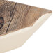 A Cal-Mil hickory melamine room service tray with a white and brown wood design.