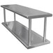 A stainless steel Advance Tabco pass-through wall mount shelf with two shelves on it.