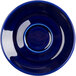 A Tuxton cobalt blue saucer with a rim on a white background.