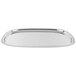A Vollrath stainless steel oblong serving tray with a handle.