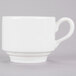 A Homer Laughlin Pristine Ameriwhite white tea cup with a handle.
