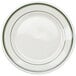 Tuxton TGB-009 Green Bay 9 5/8" Eggshell Wide Rim Rolled Edge China Plate with Green Bands - 24/Case Main Thumbnail 3