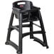 A black Rubbermaid high chair with a seat and back.