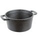 An American Metalcraft pre-seasoned black cast iron pot with cover.