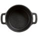 An American Metalcraft black round pre-seasoned cast iron pot with a cover.