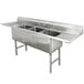 A stainless steel Advance Tabco commercial sink with three compartments.