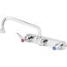 T&S B-1128 Wall Mounted Workboard Faucet with 12" Swing Spout, 2.2 GPM Aerator, 8" Centers, and Lever Handles Main Thumbnail 1