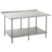 A white rectangular sign with black text that says "Advance Tabco SFG-309 Stainless Steel Work Table with Undershelf"