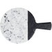 An Elite Global Solutions marble and slate round serving board with a white handle.