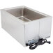 A stainless steel APW Wyott countertop food warmer with a cord.