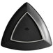 A black triangle shaped Tuxton Concentrix china plate.