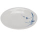 A white Thunder Group melamine plate with blue bamboo design.