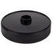 A black round HS Inc. polypropylene container with a black circular lid.