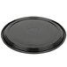 A black plastic tray with a round edge.