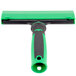 A Unger ErgoTec glass scraper with a green and black handle and safety cap.