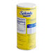 A yellow Splenda canister with blue and white labels.