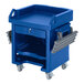A blue plastic Cambro Versa Cart with a drawer.
