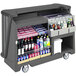 A Cambro granite gray portable bar cart with beverages and drinks.