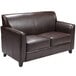 Flash Furniture BT-827-2-BN-GG Hercules Diplomat Brown Leather Loveseat with Wooden Feet Main Thumbnail 2