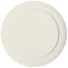 An ivory melamine plate with a circular design on it.
