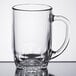 A case of 24 clear glass Libbey beer mugs with a thumbprint design.
