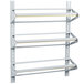 A white metal rack with three shelves.