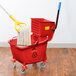 Lavex Janitorial 35 Qt. Red Mop Bucket & Side Press Wringer Combo Main Thumbnail 1
